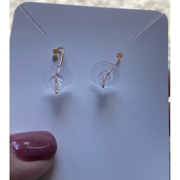 Earrings Quatrefoil Stylish Black & Gold Tone Dangle Designer Look Trendy Chic - Picture 4 of 7